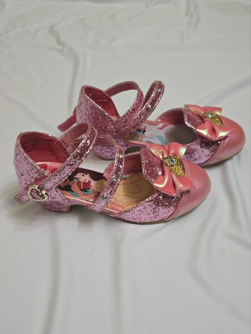 Girls Pink Sparkle Princess Bow Dress Shoes